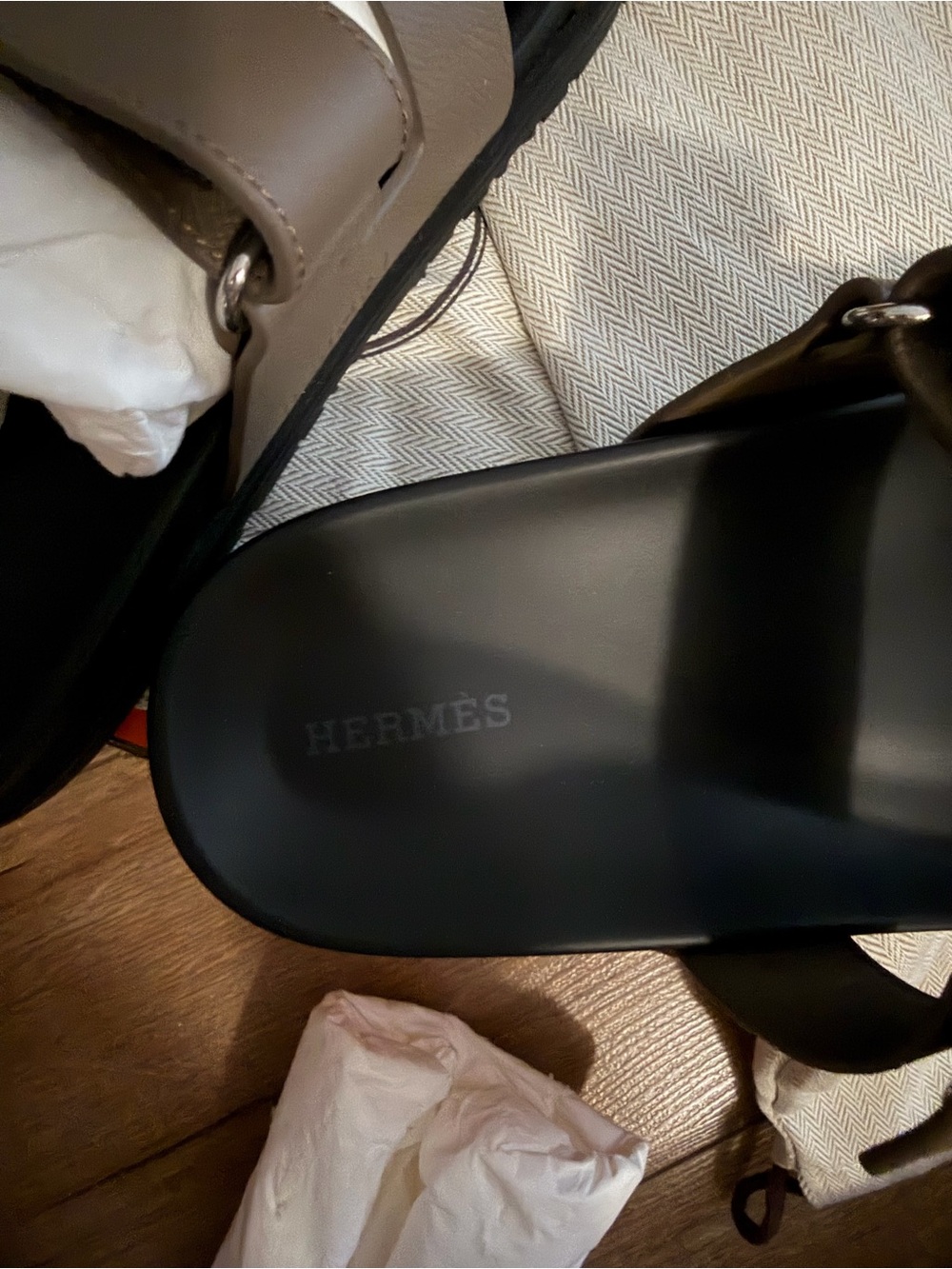 Hermes Chypre Sandal in Brown and Black - Picture 5 of 8